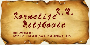 Kornelije Miljković vizit kartica
